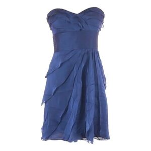 Adrianna Papell Blue Asymmetrical Ruched Bodycon Dress